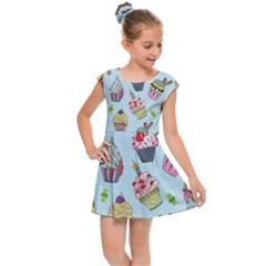 Cupcake Doodle Pattern Kids  Cap Sleeve Dress by Sobalvarro