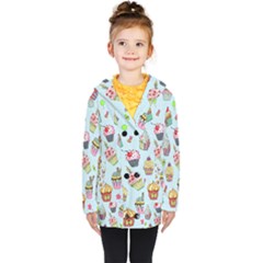Cupcake Doodle Pattern Kids  Double Breasted Button Coat by Sobalvarro