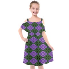 Digital Grapes Kids  Cut Out Shoulders Chiffon Dress by Sparkle