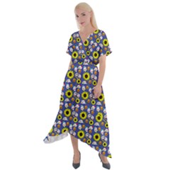 Hawaii Ghost Blue Cross Front Sharkbite Hem Maxi Dress by snowwhitegirl