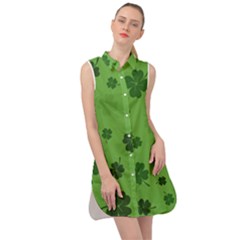 St Patricks Day Sleeveless Shirt Dress by Valentinaart