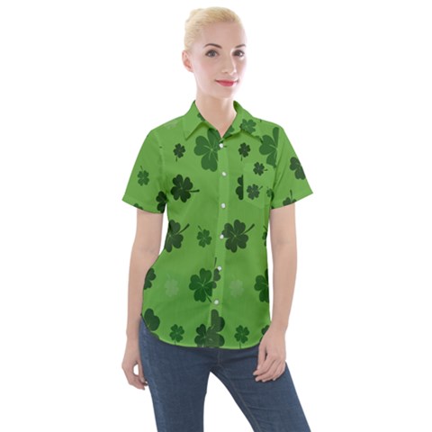 St Patricks Day Women s Short Sleeve Pocket Shirt by Valentinaart