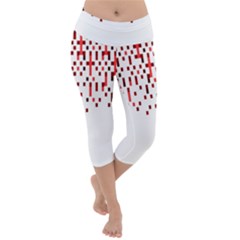 Red And White Matrix Patterned Design Lightweight Velour Capri Yoga Leggings by dflcprintsclothing