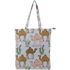 Camels Cactus Desert Pattern Double Zip Up Tote Bag by Wegoenart