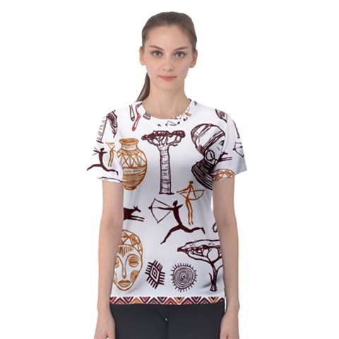 Africa Doodle Set Women s Sport Mesh Tee by Wegoenart