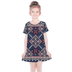 Ukrainian Folk Seamless Pattern Ornament Kids  Simple Cotton Dress by Wegoenart