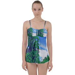 The Deep Blue Sky Babydoll Tankini Set by Fractalsandkaleidoscopes