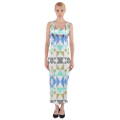 Multicolored Geometric Pattern Fitted Maxi Dress by dflcprintsclothing