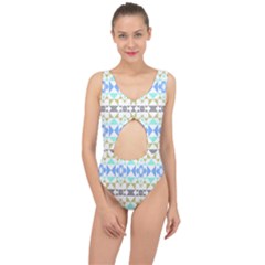 Multicolored Geometric Pattern Center Cut Out Swimsuit by dflcprintsclothing