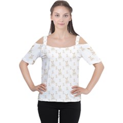 Happy Easter Motif Print Pattern Cutout Shoulder Tee