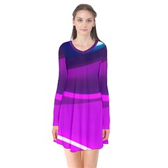 Neon Wonder  Long Sleeve V-neck Flare Dress by essentialimage