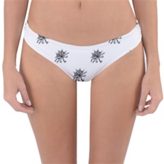 Stylized Black And White Floral Print Reversible Hipster Bikini Bottoms by dflcprintsclothing