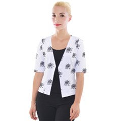 Stylized Black And White Floral Print Cropped Button Cardigan by dflcprintsclothing