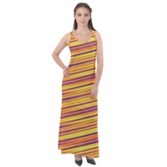 Colorful Strips Sleeveless Velour Maxi Dress by Sparkle