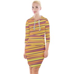 Strips Hole Quarter Sleeve Hood Bodycon Dress by Sparkle