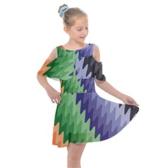Zigzag Waves Kids  Shoulder Cutout Chiffon Dress by Sparkle