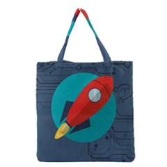 Rocket With Science Related Icons Image Grocery Tote Bag by Vaneshart