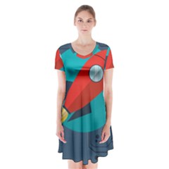 Rocket With Science Related Icons Image Short Sleeve V-neck Flare Dress by Vaneshart