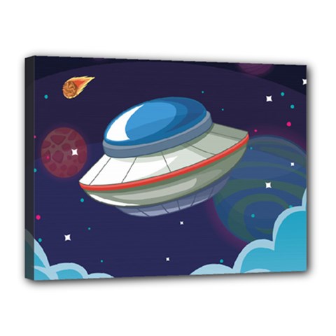Ufo Alien Spaceship Galaxy Canvas 16  X 12  (stretched) by Vaneshart