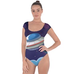 Ufo Alien Spaceship Galaxy Short Sleeve Leotard  by Vaneshart