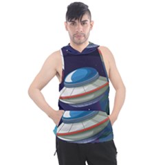 Ufo Alien Spaceship Galaxy Men s Sleeveless Hoodie by Vaneshart