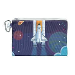 Spaceship Milkyway Galaxy Canvas Cosmetic Bag (large) by Vaneshart