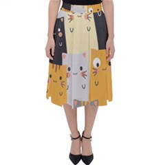 Seamless Pattern Cute Cat Cartoons Classic Midi Skirt