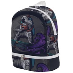 Illustration Astronaut Cosmonaut Paying Skateboard Sport Space With Astronaut Suit Zip Bottom Backpack by Vaneshart