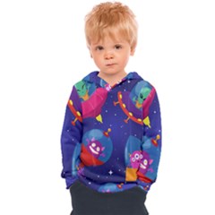 Cartoon Funny Aliens With Ufo Duck Starry Sky Set Kids  Overhead Hoodie by Vaneshart