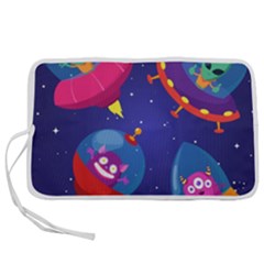 Cartoon Funny Aliens With Ufo Duck Starry Sky Set Pen Storage Case (m) by Vaneshart