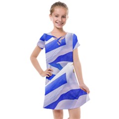 Uruguay Flags Waving Kids  Cross Web Dress by dflcprintsclothing