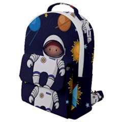 Boy Spaceman Space Rocket Ufo Planets Stars Flap Pocket Backpack (small) by Vaneshart