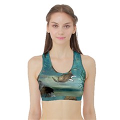 Awesome Steampunk Manta Rays Sports Bra With Border by FantasyWorld7