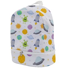 Seamless Pattern Cartoon Space Planets Isolated White Background Zip Bottom Backpack by Vaneshart