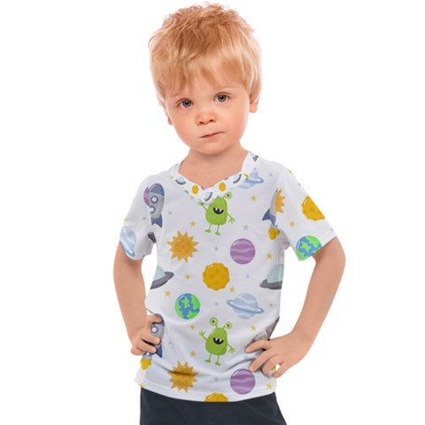 Seamless Pattern Cartoon Space Planets Isolated White Background Kids  Sports Tee by Vaneshart