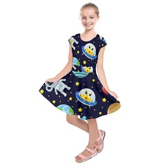 Space Seamless Pattern Kids  Short Sleeve Dress by Vaneshart