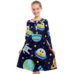 Space Seamless Pattern Kids  Midi Sailor Dress by Vaneshart
