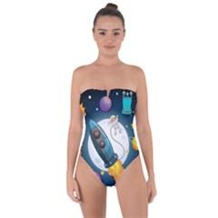 Spaceship Astronaut Space Tie Back One Piece Swimsuit by Vaneshart