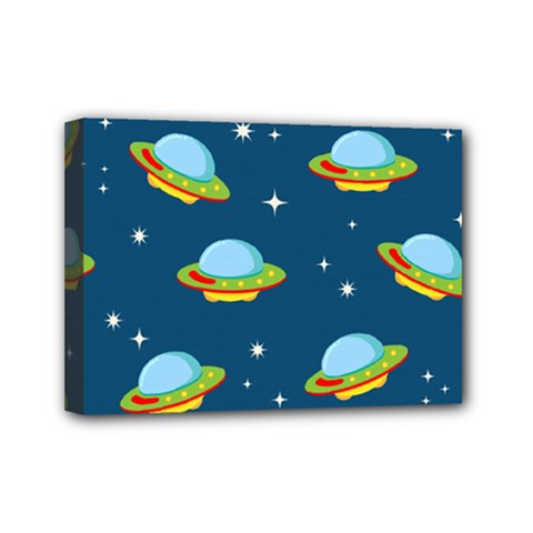 Seamless Pattern Ufo With Star Space Galaxy Background Mini Canvas 7  X 5  (stretched) by Vaneshart
