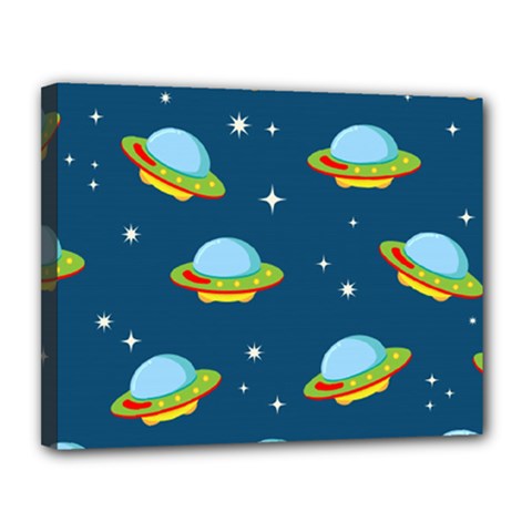 Seamless Pattern Ufo With Star Space Galaxy Background Canvas 14  X 11  (stretched) by Vaneshart