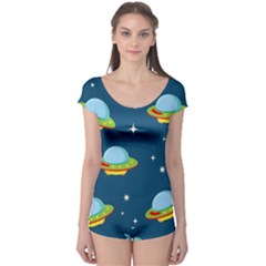 Seamless Pattern Ufo With Star Space Galaxy Background Boyleg Leotard  by Vaneshart