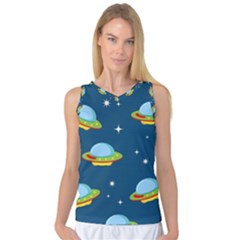 Seamless Pattern Ufo With Star Space Galaxy Background Women s Basketball Tank Top by Vaneshart