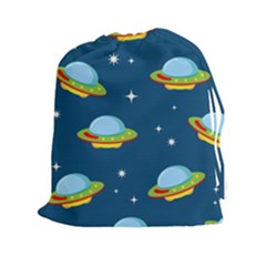 Seamless Pattern Ufo With Star Space Galaxy Background Drawstring Pouch (2xl) by Vaneshart