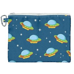 Seamless Pattern Ufo With Star Space Galaxy Background Canvas Cosmetic Bag (xxl) by Vaneshart