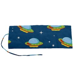 Seamless Pattern Ufo With Star Space Galaxy Background Roll Up Canvas Pencil Holder (s) by Vaneshart