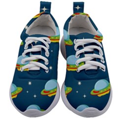 Seamless Pattern Ufo With Star Space Galaxy Background Kids Athletic Shoes by Vaneshart