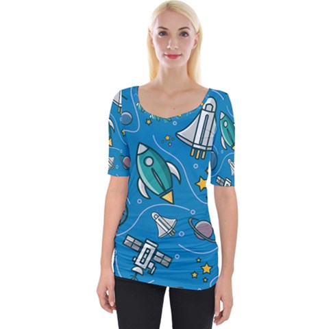 About Space Seamless Pattern Wide Neckline Tee by Vaneshart