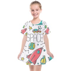 Space Cosmos Seamless Pattern Seamless Pattern Doodle Style Kids  Smock Dress by Vaneshart