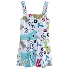 Seamless Pattern Vector With Funny Robots Cartoon Kids  Layered Skirt Swimsuit