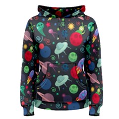 Cosmos Ufo Concept Seamless Pattern Women s Pullover Hoodie by Vaneshart